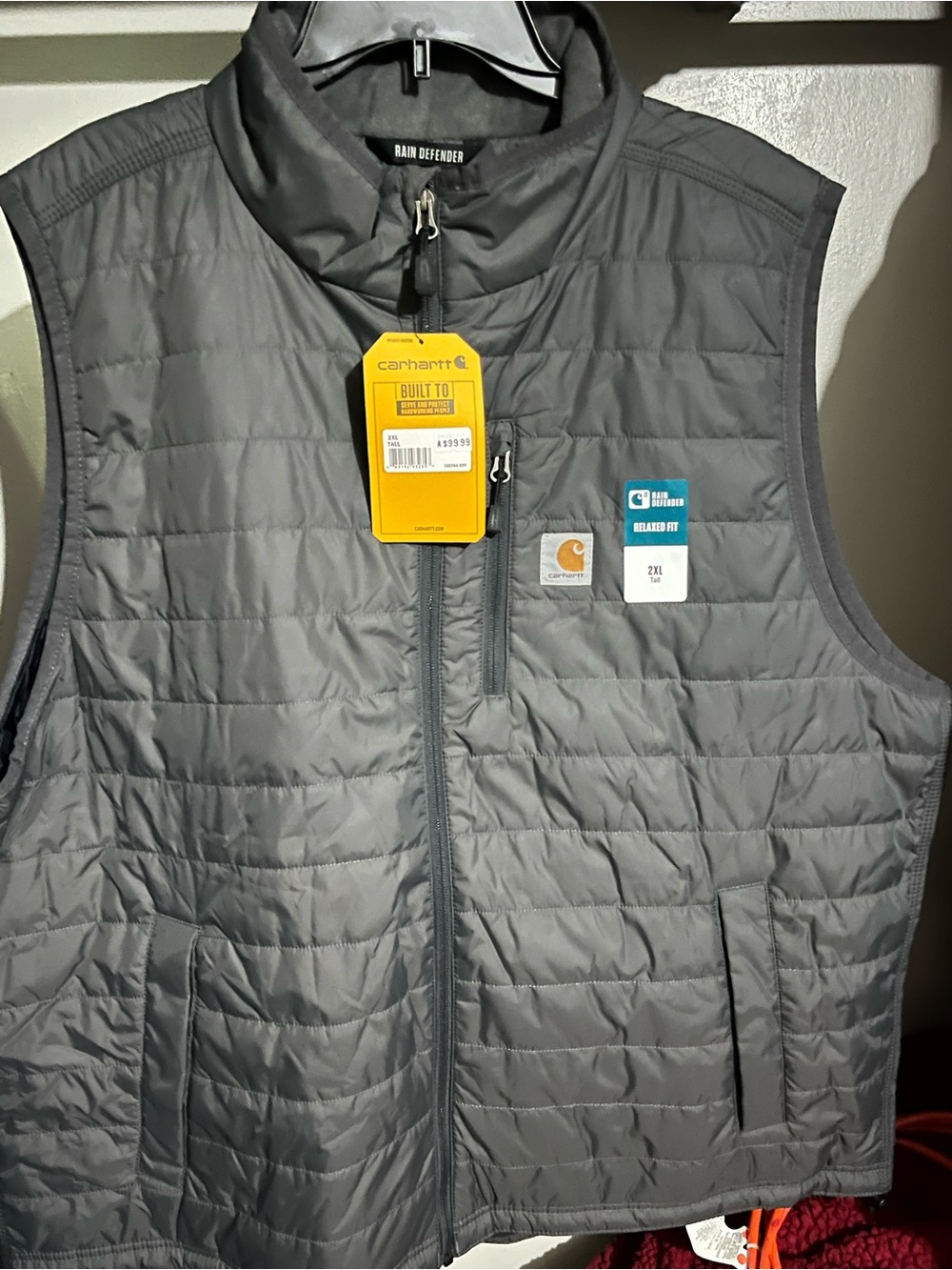 Carhartt Men's Gray Quilted Rain Defender Vest